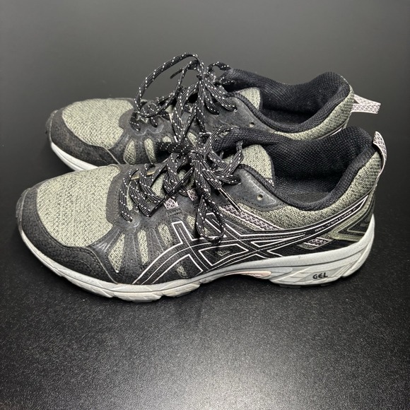 Asics GEL-Venture 7 MX Running Shoes Black Green 1012A627 Womens Sz 8.5 Athletic - Picture 1 of 7